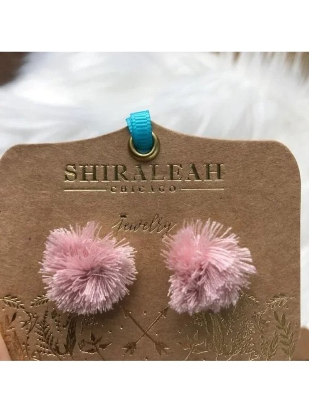 Anthropologie Boho Festival Jewelry Earrings Blush Pink‎ Pom-Poms Whimsical